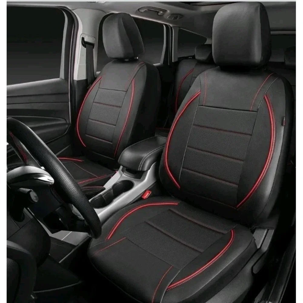 CAR PASS Universal FIT Piping Leather‎ Car Seat Cover, for SUV's Red Black